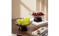Pedestal Fruit Bowl Multi Functional Petal Rim Fruit Plate Raised Base