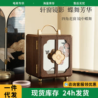 Wooden Jewelry Box with Lock, New Chinese Style, Multi-layer, Double Doors