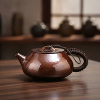 Hammered Copper Teapot 300ml Kettle Heat-Colored Pot for Collectors