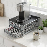 Double Layer Capsule Stand Large Capacity Pod Storage Drawer Sturdy Metal Frame Coffee Capsule Storage Rack for Office