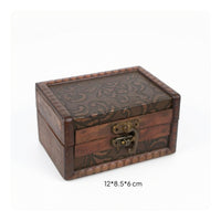 Antique-Design Storage Box Hinged Lid Wooden Storage Box Floral Vine Pattern