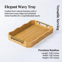 Bamboo Serving Tray with Metal Handle