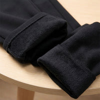 Straight Leg Trousers Ladies with Thick Fleece Lined Warmth for Women, High Waist Walking with Pockets, Casual Pants for Everyday Wear