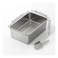 Stainless Steel Litter Box Anti-Slip Litter Box with Sifter Tray Smooth for Home