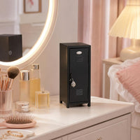 Compact Desktop Organizer with Door Space-Saving Metal Storage Cabinet Slim Mini Metal Locker Small for Students, Professionals, Office Desk, Dorm Room, Vanity, Bedroom
