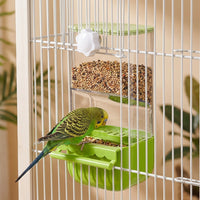 Clean-feed Bird Feeder and Bird Cage Feeder, Automatic Budgie Feeders for Cages, Hull Separation Perch for Cockatiel and Lovebird Use
