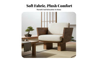 Upholstered Couch with Wooden Frame Nordic design Modern Accent Sofa Japanese Aesthetic snug for Guesthouse Owners, Lounge Area