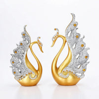 Peacock Figurines Ornate Peacock Figurine Tabletop Resin Figurines for Living Room