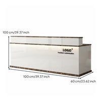Modern Reception Desk Minimalist Front Desk Counter Checkout Area Varnish Ed Finish Sturdy Construction Secure Storage Suitable for Business Owners Lobby Retail Store Corporate Workplace