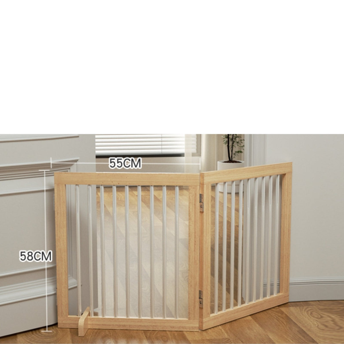 Foldable Dog Gate Indoor Wooden Pet Barrier