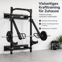 Foldable Squat Rack with Pull-Up Bar, Wall-Mounted Dumbbell Rack for Home, 1000 kg Load Capacity, Space-Saving & Height-Adjustable