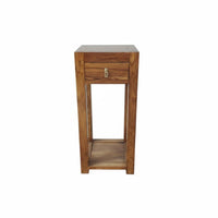 Narrow Pedestal Table with Drawer Sturdy Wood Wood Plant Stand Minimalist and Aesthetic Sturdy Construction for Living Room