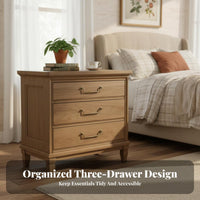 Farmhouse Storage Nightstand Oak Color 1-Drawer End Table with Door Vintage design Sturdy Construction for Homeowners, Entryway