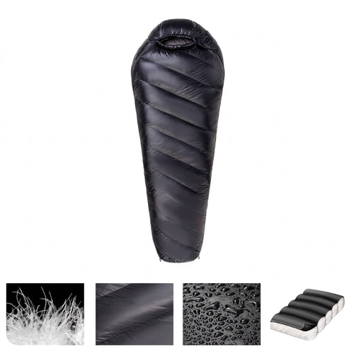 Down Sleeping Bag for Camping, Waterproof Lightweight Mummy Design, Thermal Winter Bags for Grown-Ups, Hiking Outdoor
