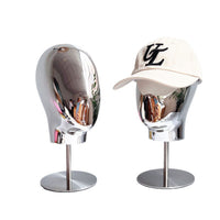 Silver Electroplated Head Model Hat Display Stand with Metal Base