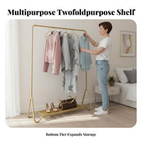 Rolling Clothes Rack with Shelf Easy to Move Garment Stand On casters Modern Design for Homeowners, Adults, Bedroom