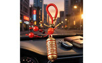 Gold-Tone Lacquered Brass Charm Bead-Like Cylindrical Charm Chinese-Character Style Text Brass Charm
