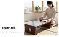 Traditional Chinese aesthetic Foldable floor Table Space-Saving foldable floor Table Multi-Functional Floor Desk Portable for Apartment Dwellers, Remote Workers, Balcony, Bay casement, Small Spaces, Living Room