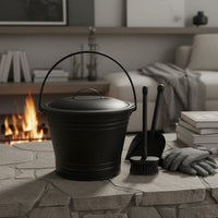 4 Pieces Fireplace Ash Container Kit with Gloves Fireplace Cleaning Tools Set