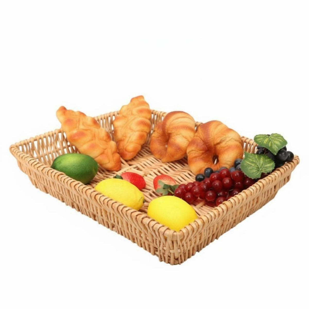 Woven Food Platter multi-functional Serving Basket Imitation Rattan for household users