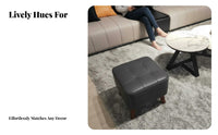 Tufted Cube Stool Multi-Purpose Square Tufted Pouf Stable Wooden Legs for Adults