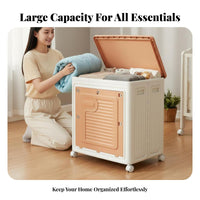 foldable Wheeled Box Large Capacity Storage Container Stackable for Dorm Room