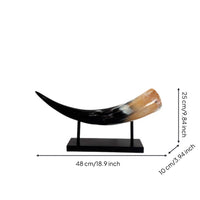 Horn Decor Minimalist Sculpture with Metal Stand Glossy for Office, Entryway