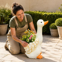 Decorative Goose Planter Outdoor Goose-Shaped Planter Orange Accents for Park