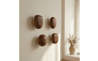 4 Pieces Wooden Wall Hook Natural Pebble Wall Hook Rustic for Closet