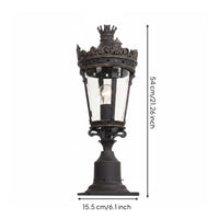 Outdoor Postlantern Crown-Like Finial Courtyard Wall Lamp Die-Cast Aluminum Pier Mount Light for Decoration
