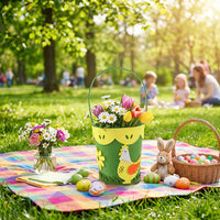 Easter Basket with Hand Easter Decoration Egg Candy Bucket for Kids, Gift Giving
