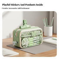 Pastel Colors Chinese Design Stationery Kit Large Capacity Writing Instrument Pouch for Students, Journaling Enthusiasts, Classroom, College