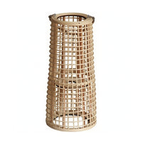 Bamboo Lantern Tapered Cylindrical Rattan Lantern Metal Rings Open Lattice Rustic Decor Suitable for Living Room Photography Setup Reading Corner