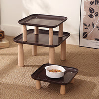 Square Pet Dining Table with Raised Bowls for Dogs and Cats