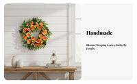 Artificial Flower Wreath Butterfly Floral Summer Wreath Realistic Faux Florals for Wedding Wall Decor Porch