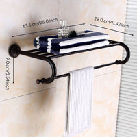 European Black Bronze Towel Rack, Antique Copper, Wall Mount