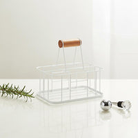Metal Beverage Rack Basket Multi Use 6 Bottle Beverage Carrier Open Grid Construction 6 Bottle Rack for Dining Table