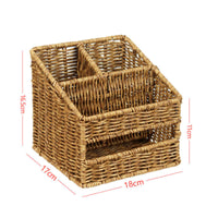Woven Desktop Basket Compartmented Wicker-Style Organizer Basket Decorative