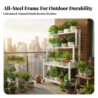 Waterresistant Wheeled Flower Pot Stand sun-resistant Rolling Plant Stand Indoor & Outdoor Tiered Rack Floor-Standing for Gardeners, Home Decorators, Homeowners, Balcony, Living Room, Patio, Corner