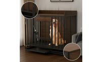 Easy to Clean Dog Crate with Pull-out Tray Sturdy Wooden Dog Crate Compact Storage Pet Cage Rustic for Bedroom