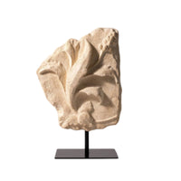 Rock-Style Sculpture Black Metal Stand Floral Relief Sculpture Stone-Like Finish