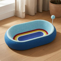 Feline Scratcher Nest Woven Kraft Paper Rope Feline Scratcher Bed Raised Rim