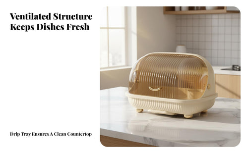 Dish Drainer with Lid Removable Drainboard Covered Dish Drainage Rack Fast Draining Covered Tableware Drainer