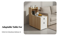 Modern Design Tiered End Table with Storage Multi-Functional Design Household Furniture Easy to Clean Scratch Resistant Top for Homeowners, Apartment Dwellers, Adults, Living Room, Bedroom, Lounge Area, Home Office