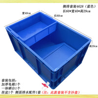 特大号乌龟缸带排水加厚养龟专用箱家用带晒台水陆缸组合式养龟箱 灰色侧排 80*40*34CM