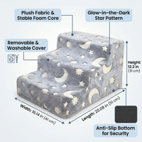 Dog Steps Stairs Bed Non-Slip Pet Small Dogs, Dog Steps for Elderly Dogs, Glow i #variant:Grey with Luminous Stars and Moons
