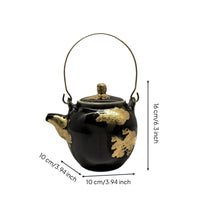 Metal Accents Tea Vessel Lid Ceramic Teapot Table Ornament for Display