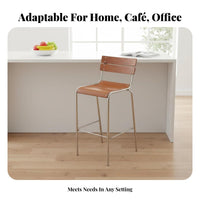 Bar Stool with supportrest Nordic Design Counter Chair Iron Frame Stable Wide Base for Restaurant