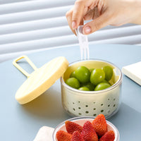 Portable Fruit Cup with Fork Built-in Strainer for Work, School, Office Workers