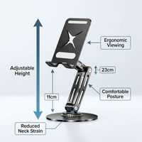 360° Rotation Tablet Holder for Home Office, Adjustable Tablet Stand, Holder Compatible 4-16 Tablet, Stable Non-slip Tablet Holder